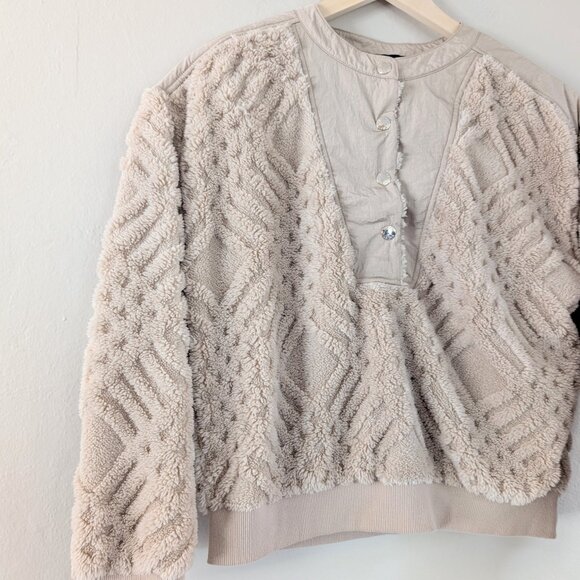 Tommy Hilfiger Long Sleeve Snap Button Faux Fur Quarter Button Sweater Women's S - Picture 2 of 11